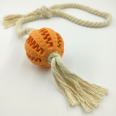 Dog Chew Cotton Rope Biting Knot Toy Rubber Biting Pet Molar Ball