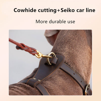 Leather Pet Harness Leash For Medium Dogs Pit Bull Boxer Mastiff