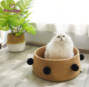 Customized Logo 0.9kg 42*16CM Round Cat Bed