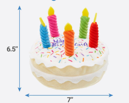 Stuffed Plush Dog Happy Birthday Cake Abs 110g Pet Squeaky Toys With Candles