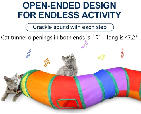 Portable Collapsible 3 Way Cat Tunnel With Pom Ball