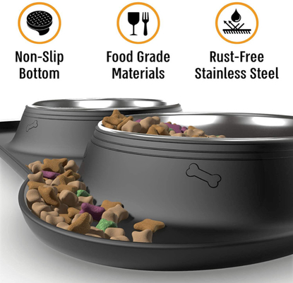 Food Water Dog Food Bowls With Skid Resistant Silicone Mat