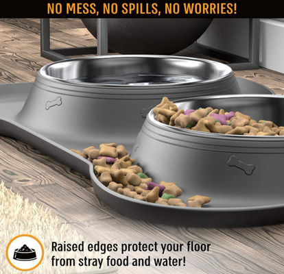 Food Water Dog Food Bowls With Skid Resistant Silicone Mat