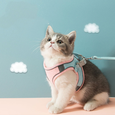 ABS Adjustable Cat Harness Reflective Pet Vest Pink Comfort