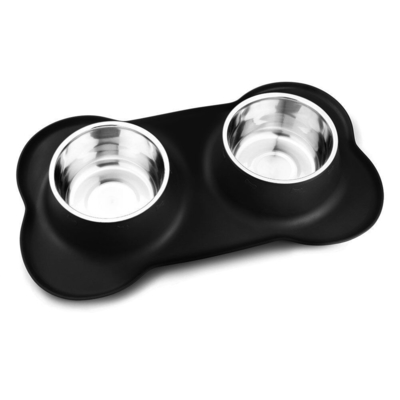 Soft Glue Bone Pet Bowl Stainless Steel customize logo