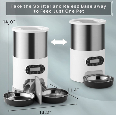 Dog Feeding Stainless Steel Pet Food Dispenser With Two Way Splitter