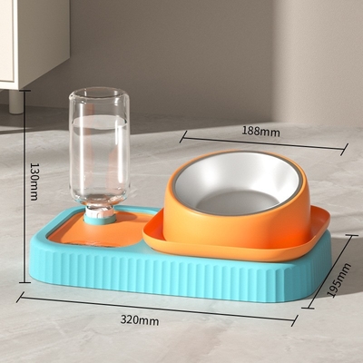 Pet Double Automatic Feeder Bowl With Lifting Water Dispenser 1.8kg