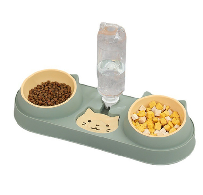 15 Degree Tilted Automatic Water Bottle Bowl Cat Double Food Bowl