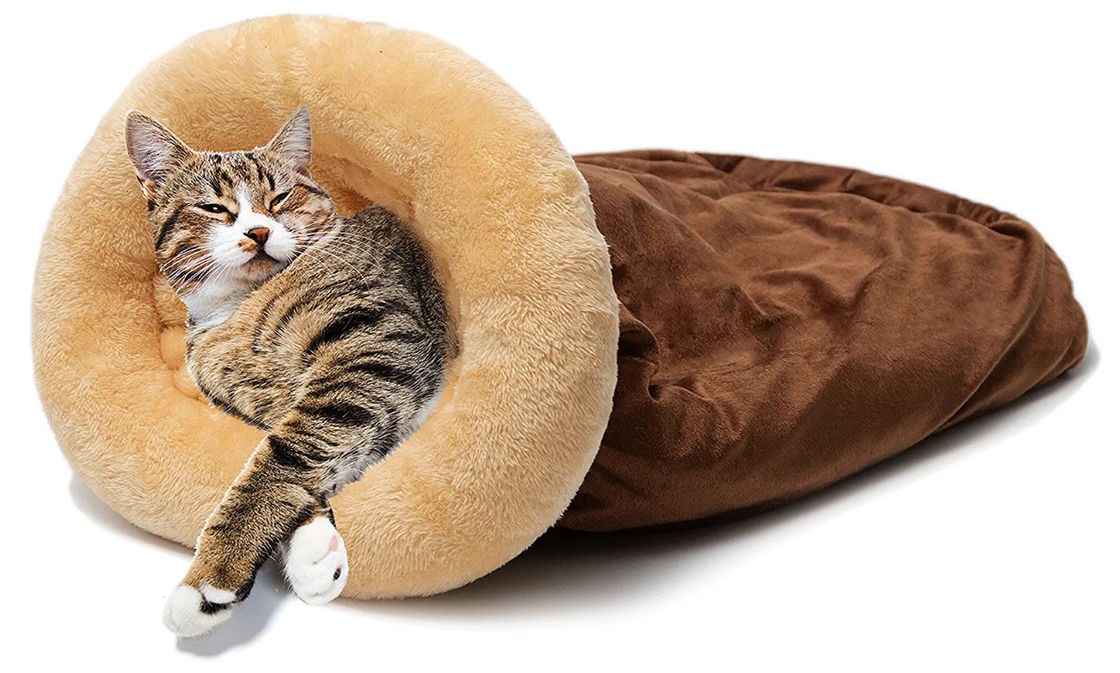 Fleece Warm Covered Cat Snuggle Sack Indoor For Cold Weather