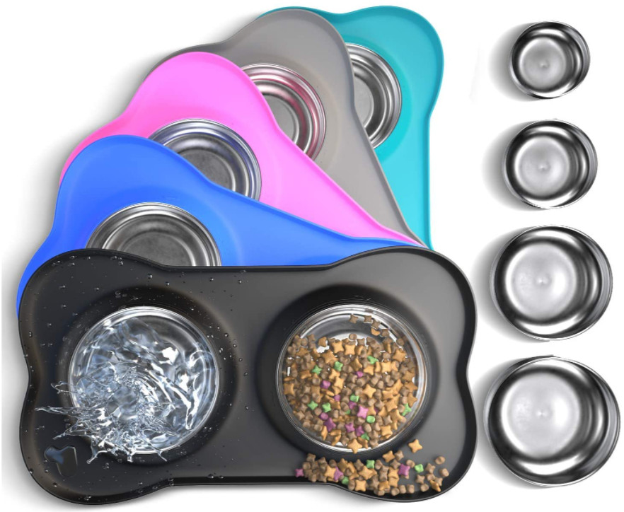 Food Water Dog Food Bowls With Skid Resistant Silicone Mat